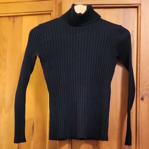 Black Ribbed Turtleneck Sweater